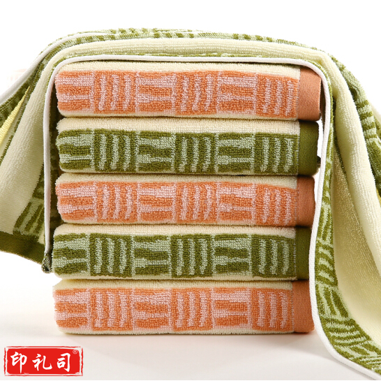 金号 毛巾家纺 素色纯棉吸水面巾 绿/棕 74*34.5cm 85g/条 