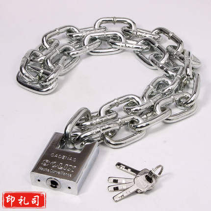 加粗加长链条锁 铁链子门锁 5米长 6mm链条 防剪锁 