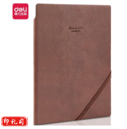 得力22215 商务插笔皮面本(棕)
