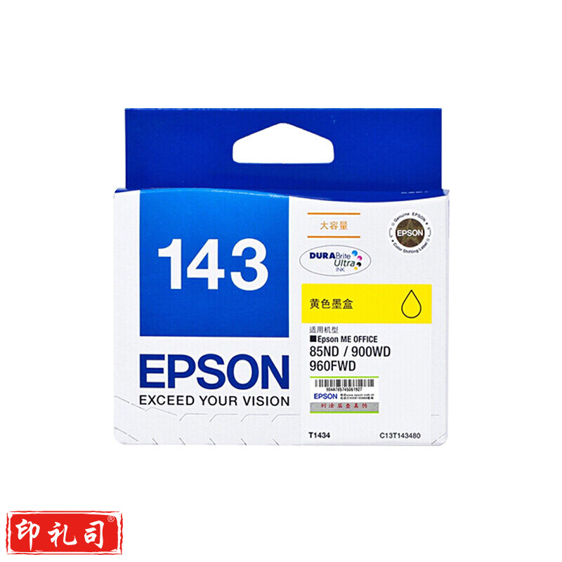 爱普生 T1434 墨盒 黄色 适应于：WF-3011/7511/7521/7018/960FWD/900WD/85ND （单位:个） 