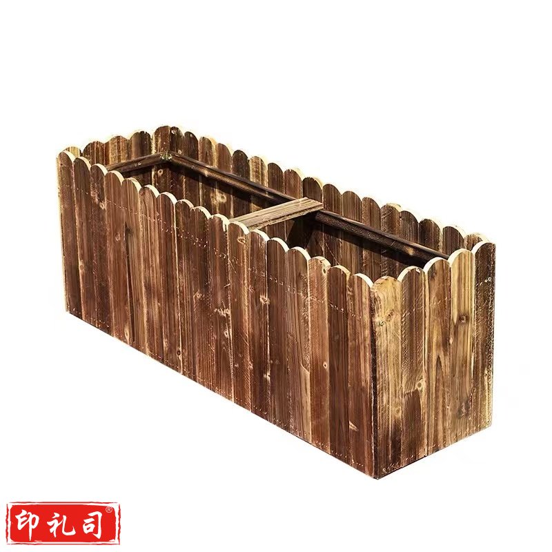 碳化防腐木花箱 花槽花盆 尺寸：60*40*30cm 