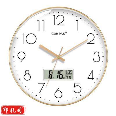 康巴丝（Compas）C3242Y 挂钟 客厅静音万年历钟表