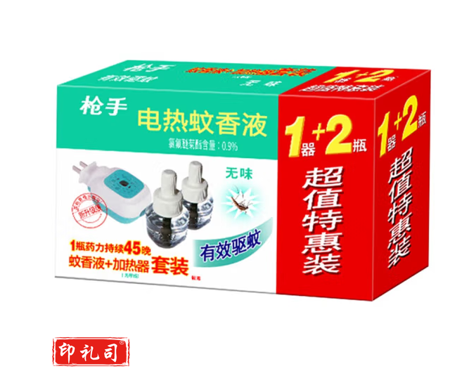 枪手 电热蚊香液1器+2液 驱蚊液