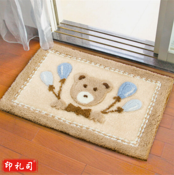 地垫门垫进门门厅卫浴厕所门口卫生间脚垫吸水浴室防滑垫地毯垫子 快乐熊 50*80cm (吸水耐脏防滑) 毯子