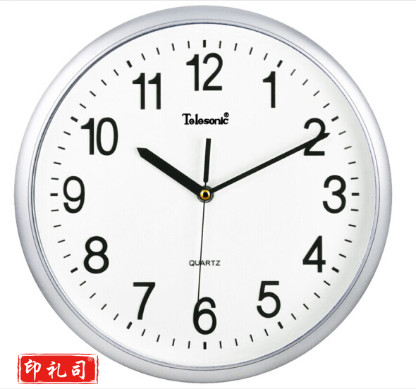 天王星 挂钟 12英寸 3D立体静音扫描石英钟表S9956银色