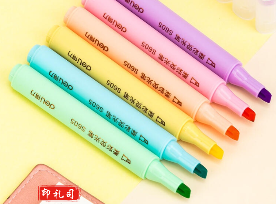 荧光笔 得力S605柔采三角杆荧光笔(混)6支/盒 单位：盒