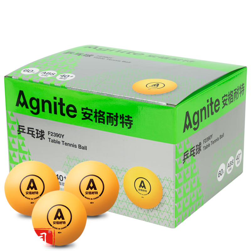 安格耐特F2390Y乒乓球(黄色)(60个/盒)