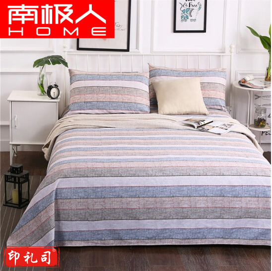 南极人home 全棉老粗布床单纯棉学生床单单件床单 古韵条纹 200*230CM单床单 