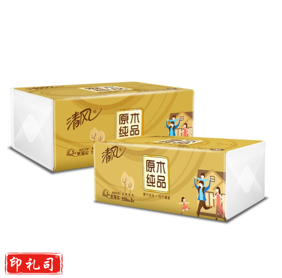 清风（APP）BR36MJ1金装原木150抽3层 餐巾纸 3包/提