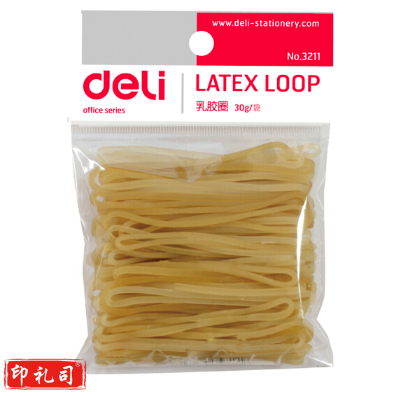 得力（deli）3211 乳胶圈 橡皮圈 猴皮筋 (微黄)(30g/包 5包