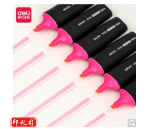 得力（deli）S600 粉色 荧光笔 水性记号笔 重点标记笔 10支/盒