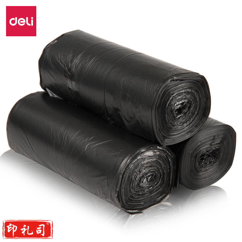 得力八角底垃圾袋 45×55cm 黑色(30只/卷)(3卷/包)33067 