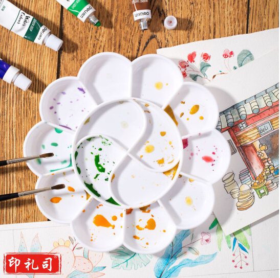 得力（deli） 9403 大号调色盘 学生美术调色碟 水粉水彩调色盘 