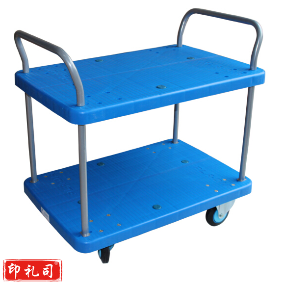 双层小推车静音手推车 双扶手 双层平板车