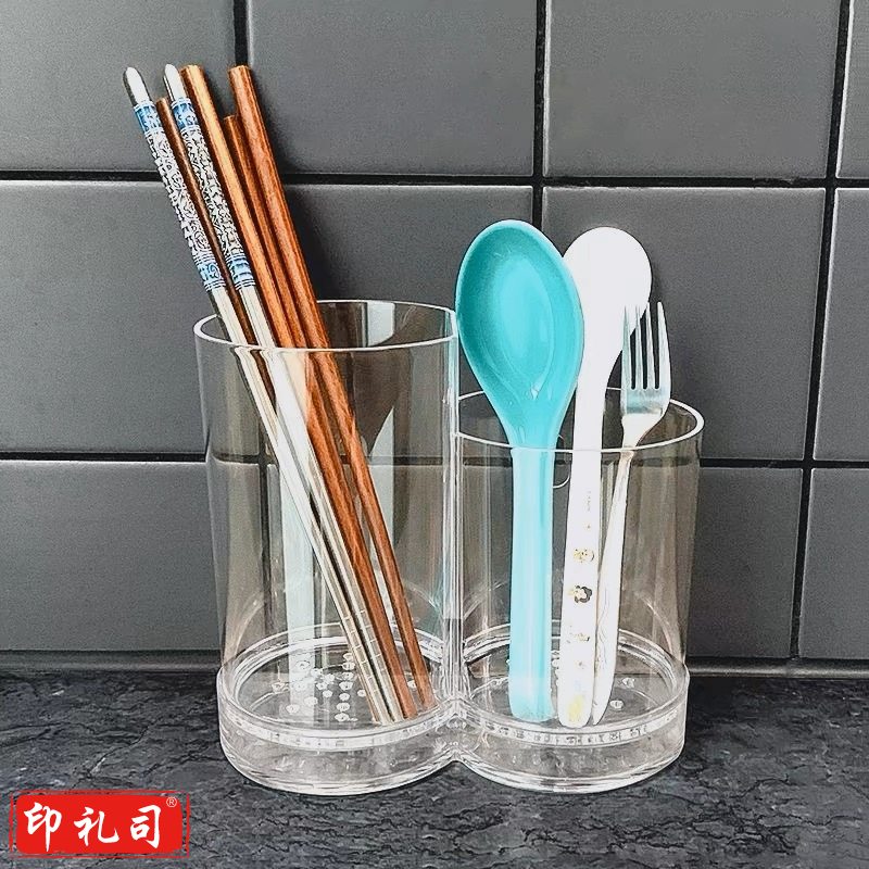 亚克力筷子筒透明轻奢筷笼家用商用厨房筷子盒台面壁挂沥水筷子筒