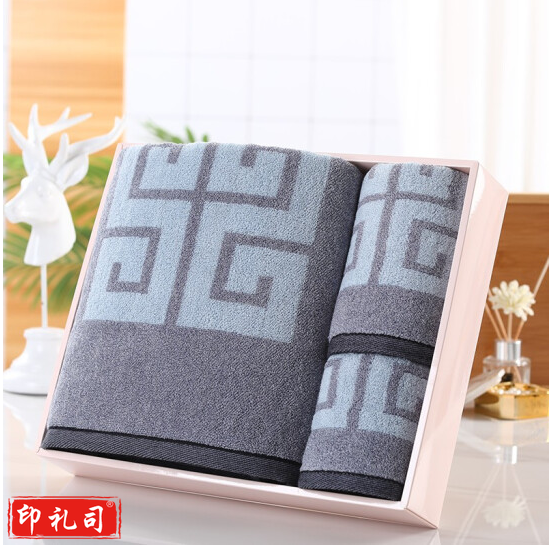金号 毛巾浴巾礼盒三件套 纯棉吸水毛巾浴巾套装 浴巾、毛巾、方巾 