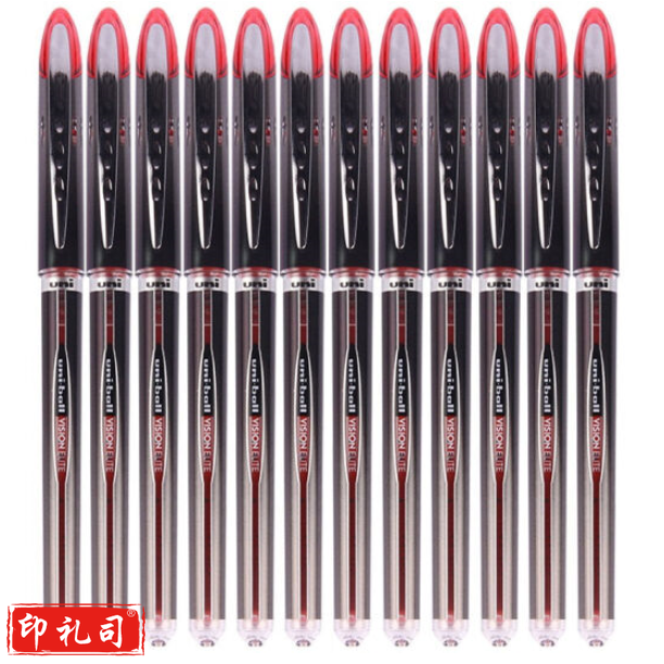 三菱 UB-205走珠笔签字笔 办公学生中性水笔0.5mm 12支装 红色 