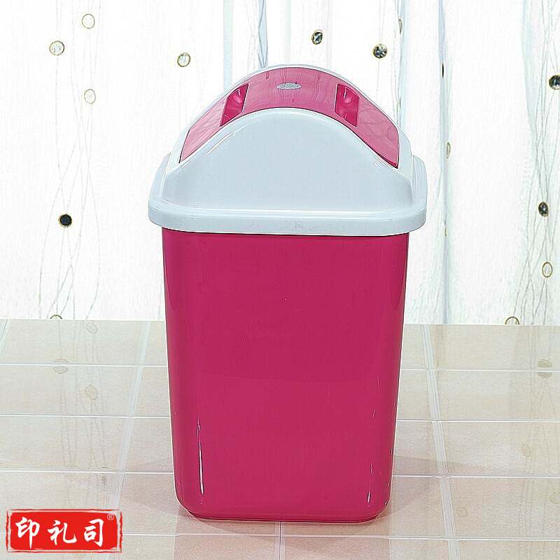 茶花1202欧式翻盖废纸筒垃圾桶5L\19*18.4*29cm(个)