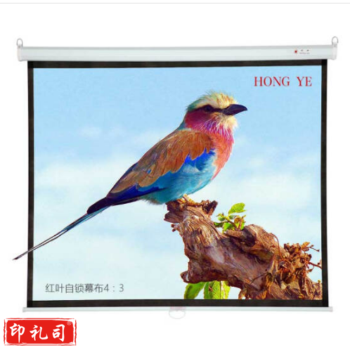 红叶（HONGYE）手动自锁幕100寸4:3高清手动幕玻珠幕白塑幕商用家用 2.03*1.54