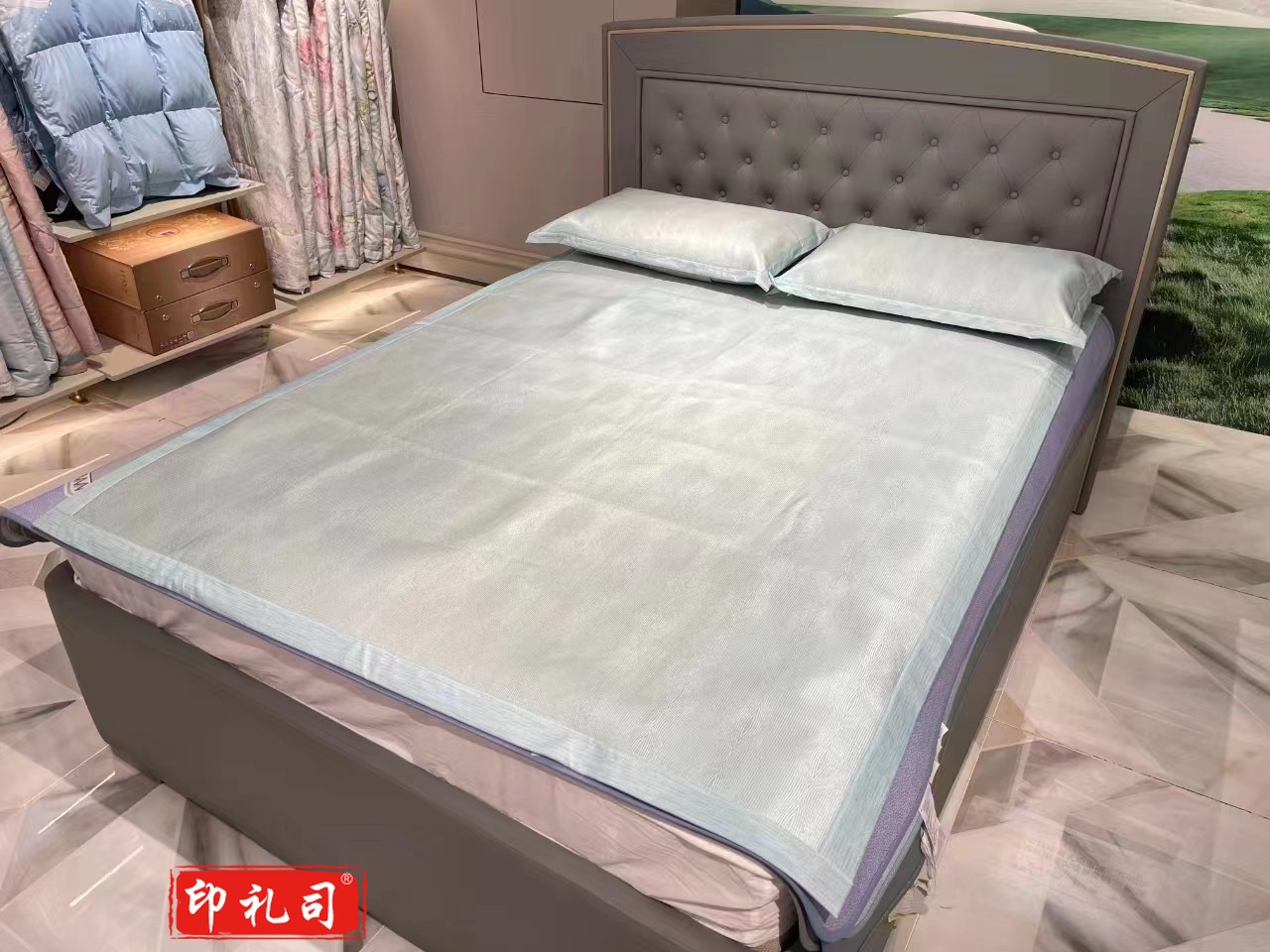 富安娜冰丝印花请凉席/卡特/绿