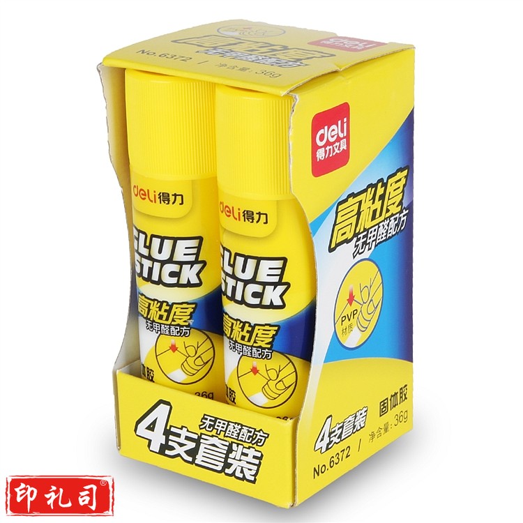 得力6372固体胶(白)(4支/盒)