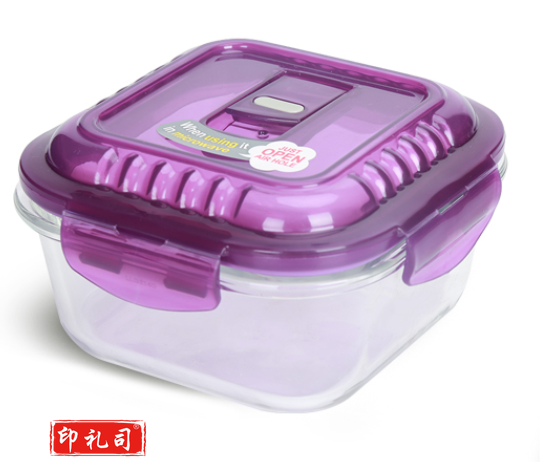 乐扣乐扣 会呼吸保鲜盒 透气耐热玻璃饭盒 增高食品便当盒 微波炉玻璃碗密封储物盒 