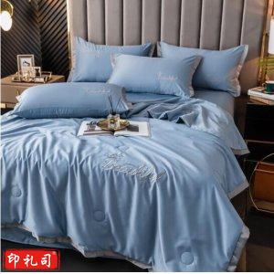 南极人 家纺水洗冰丝夏凉被 床上用品 浅蓝（冰丝皇冠刺绣）150*200cm（单夏被） 