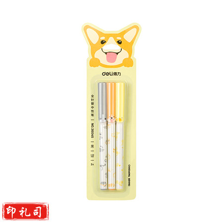 得力 36045 中性笔 0.38mm全针管 (黑)(3支/卡)