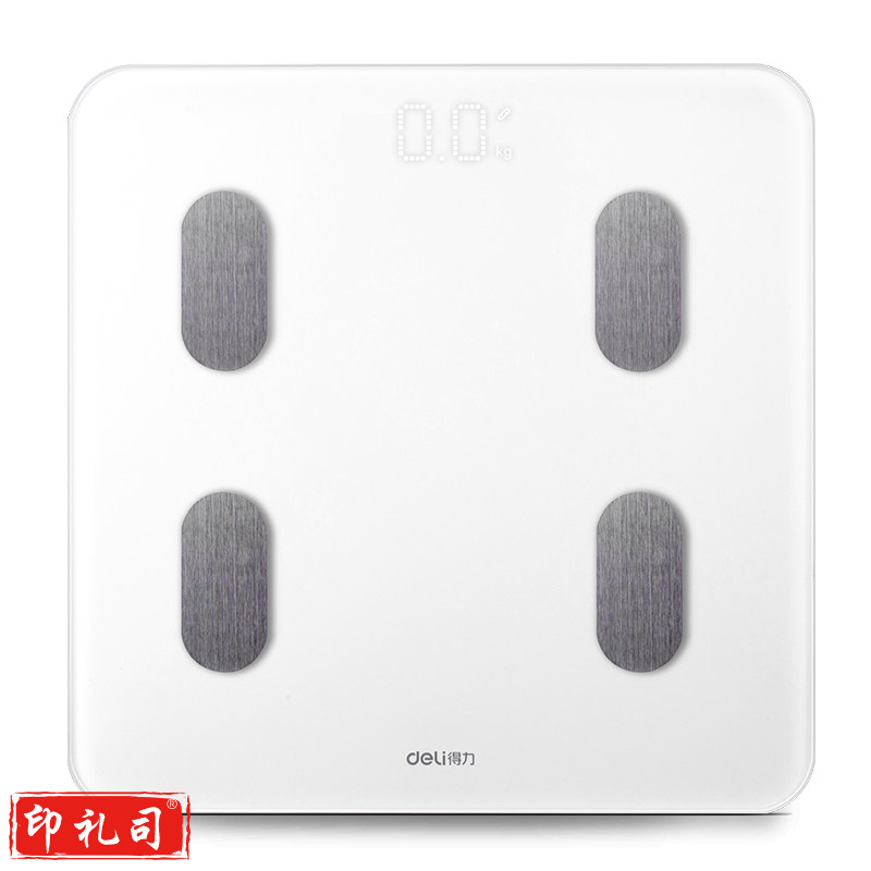得力8809智能体脂秤(白)(1台/彩盒)300*300*27mm蓝牙APP