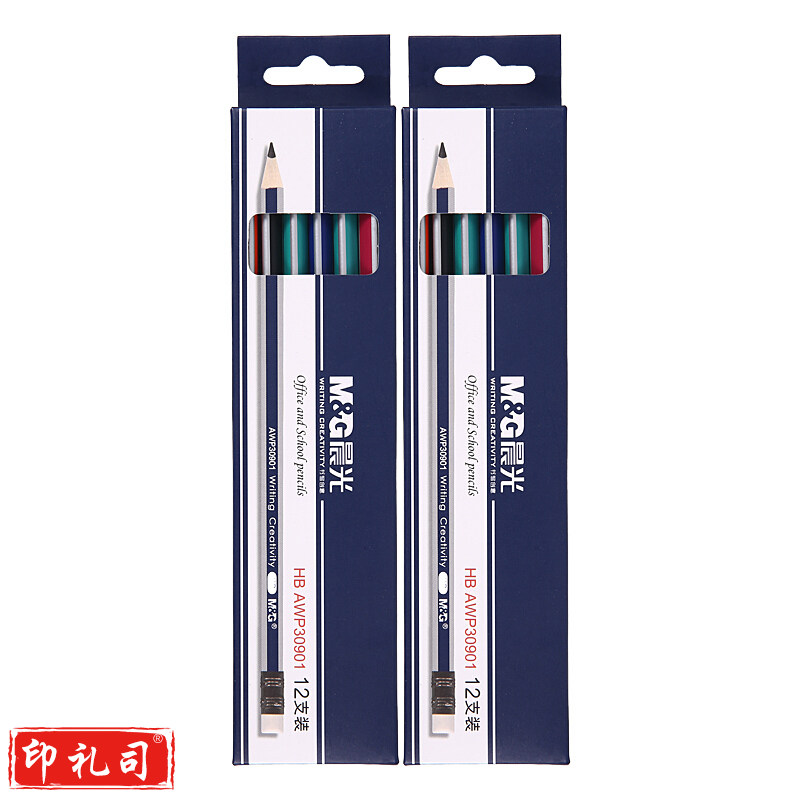 晨光(M&G)HB带橡皮头木杆铅笔学生铅笔 24支/盒AWP30901