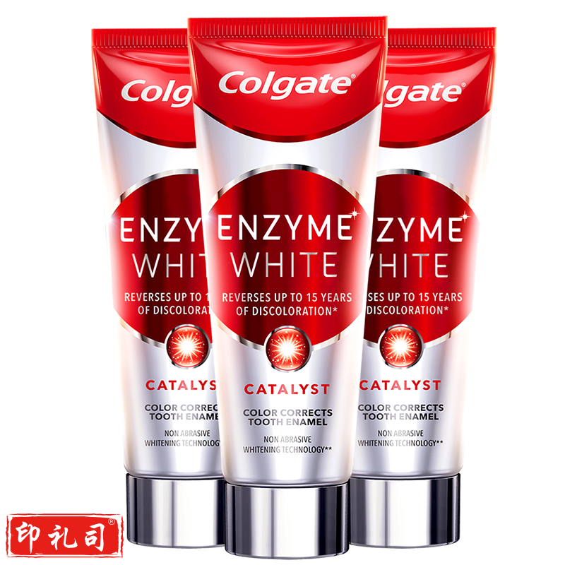 高露洁（Colgate）进口酵素亮白牙膏101g*3支 美白清新高端无水活性