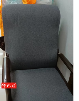 YY068号灰色麻布木质扶手办公 chair套