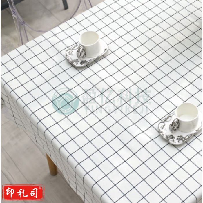 餐桌布防水防烫防油免洗PVC桌布套布居家日用野餐垫方形格子茶几桌布ins 137*180cm 白色格子