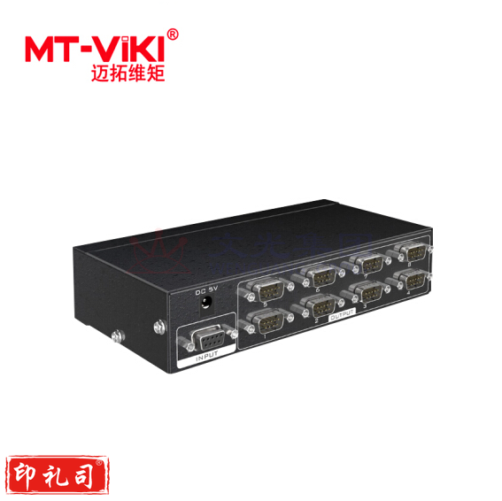 迈拓维矩（MT-viki）MT-RS108 串口分配器 一分八COM口9针同时输出RS232信号支持双向和级联 1进8出 八口