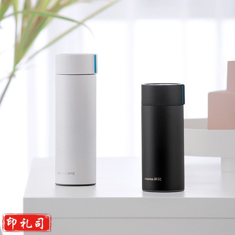 茶花 欧铂兹不锈钢保温杯 户外便携暖水杯家用 黑色450ml