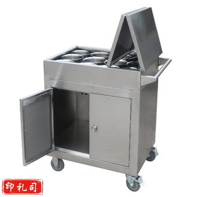 不锈钢箱体式调料车 移动多功能调味车 加厚 对开门 12个调味缸