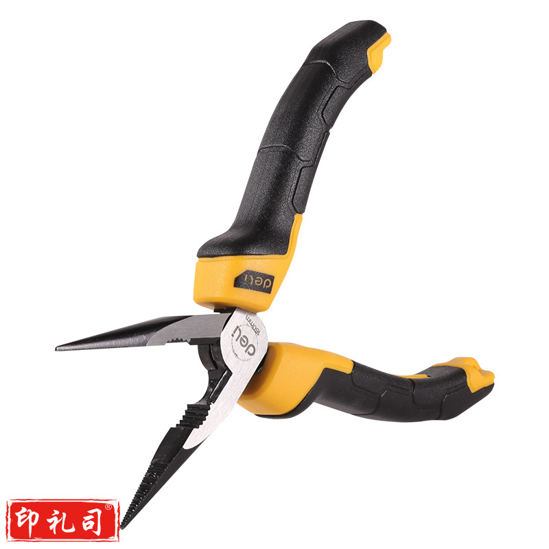 得力(deli) 胶柄尖嘴钳60号铬钒钢夹持钳手柄PVC包胶断线钳6英寸 DL2106Z