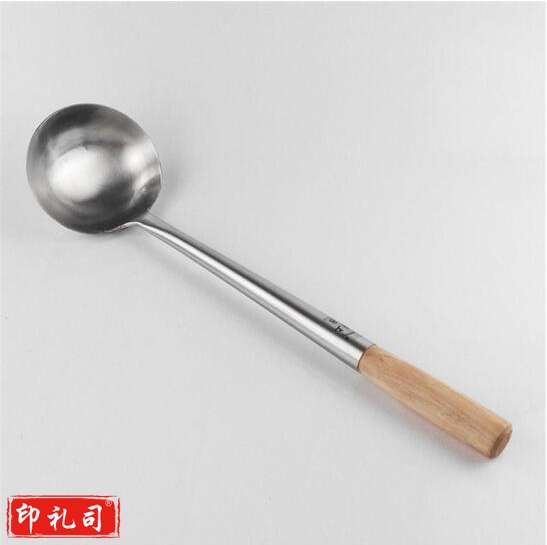 不锈钢炒菜勺 木把勺