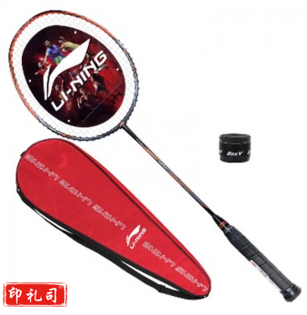 李宁 初中级进阶全碳素羽毛球拍单拍 HC1100 黑橙