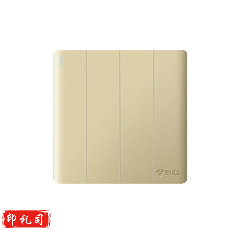 公牛 开关插座墙壁86型暗装墙式面板 开关G25香槟金 四开