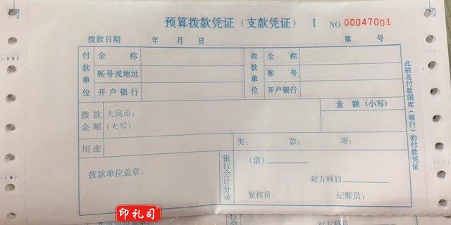 预算拨款凭单凭证单据205*100mm四联500份/箱