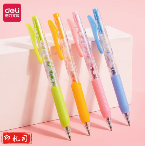 得力SA166甜心不限定彩色按动中性笔0.5mm子弹头(混)(4支/盒)