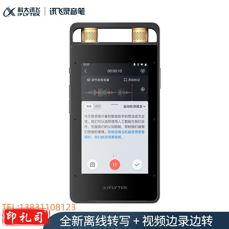 科大讯飞  AI智能录音笔 录音笔转文字 视频实时翻译 OCR识别 32G+10G云储存 星空灰