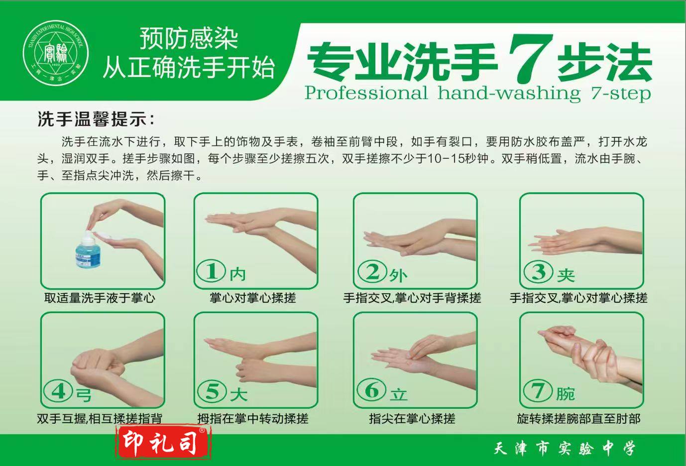 洗手标识牌 七步洗手法墙贴 宣传海报标示标识