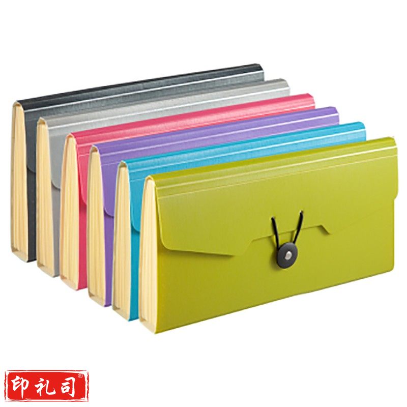 齐心(COMIX) ARMOR 时尚彩色绳扣式风琴包 票据夹 票据袋 票据包 13袋 A3111 银钨色