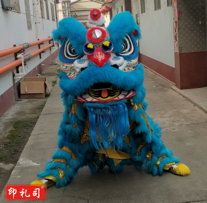 醒狮南狮舞狮道具羊毛龙灯羊毛南狮羊毛醒狮道具正宗醒狮湖蓝色