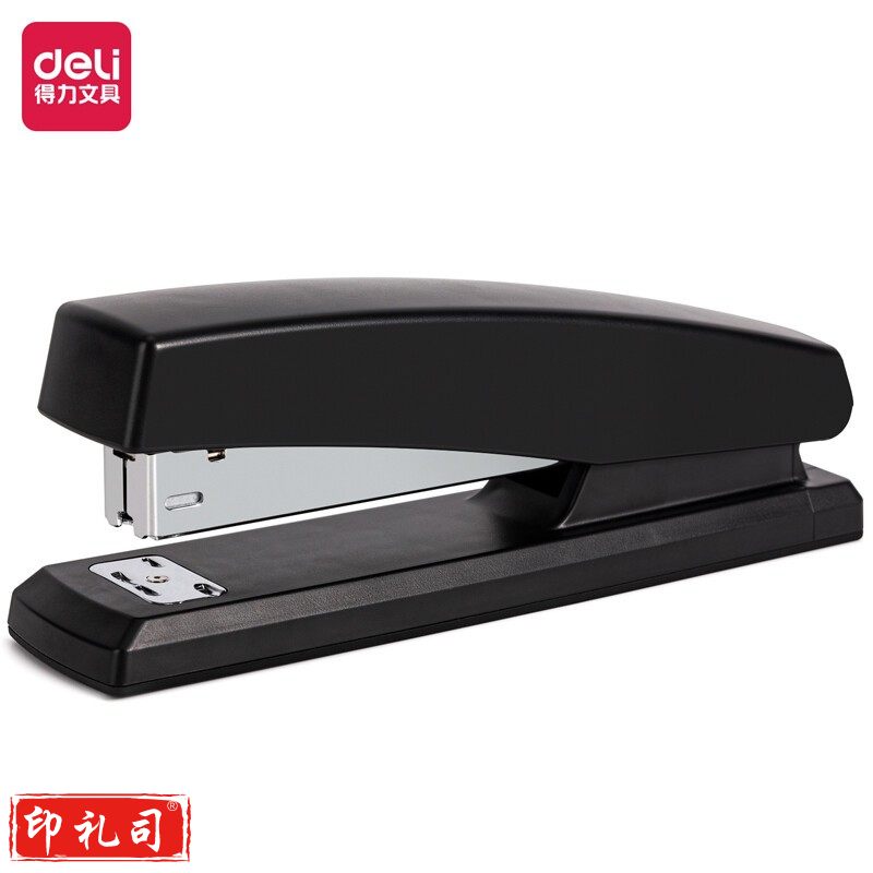 得力0435常规订书机 办公桌面订书器 小巧便携订书机 适用于【26/6 24/6订书钉】订书器 约装订20张纸(黑)
