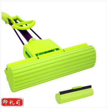 妙洁(MIAOJIE)海绵拖把 家用办公室吸水墩布懒人免手洗自动胶棉托地板挤水式清洁伸缩长杆工具刮水神器 共2个替换头