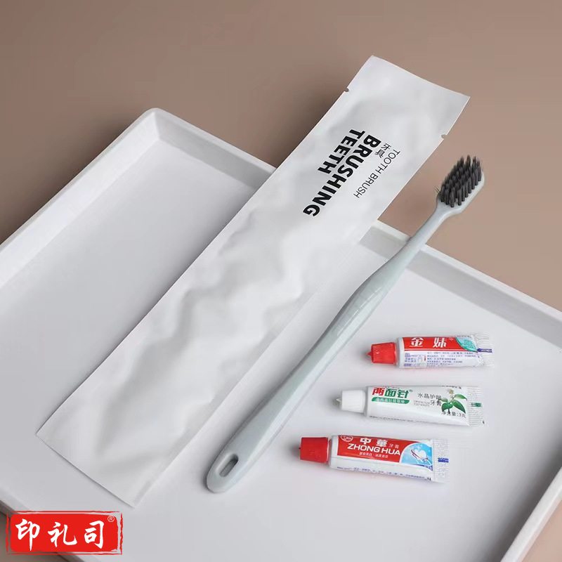 星级酒店用品高端民宿客房专用一次性牙具 8.5g秸秆牙刷+3g中华牙膏