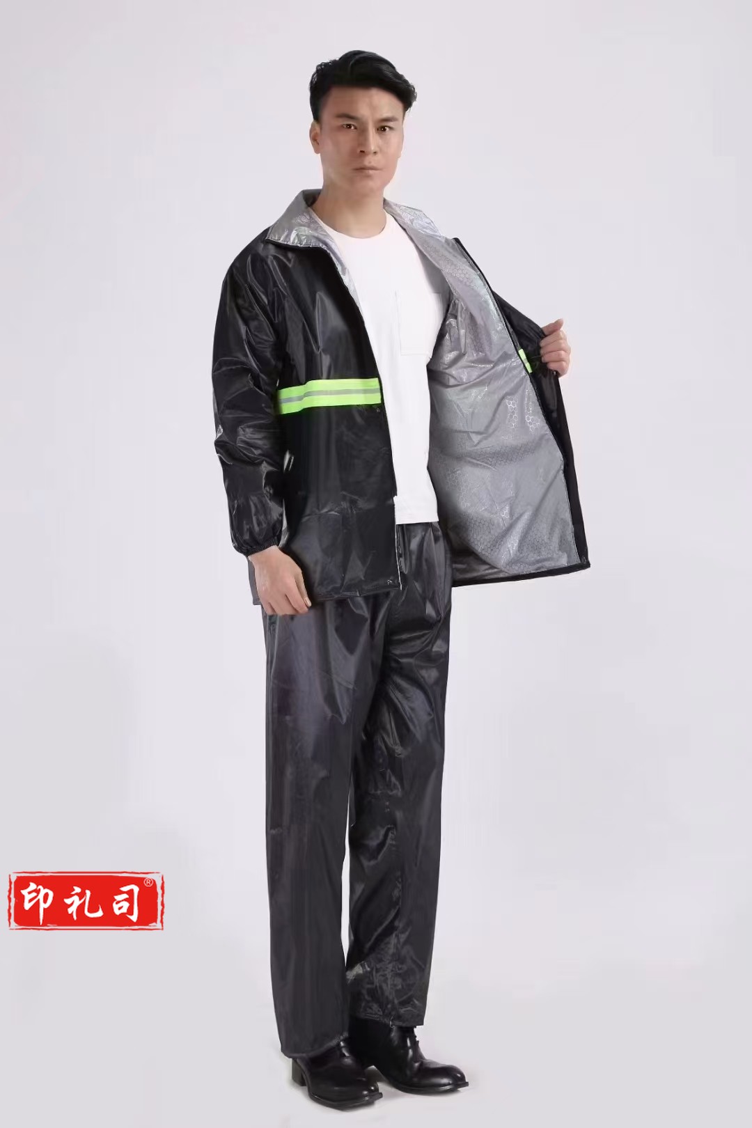 雨衣成人 防暴雨外卖骑手工地连体反光雨衣